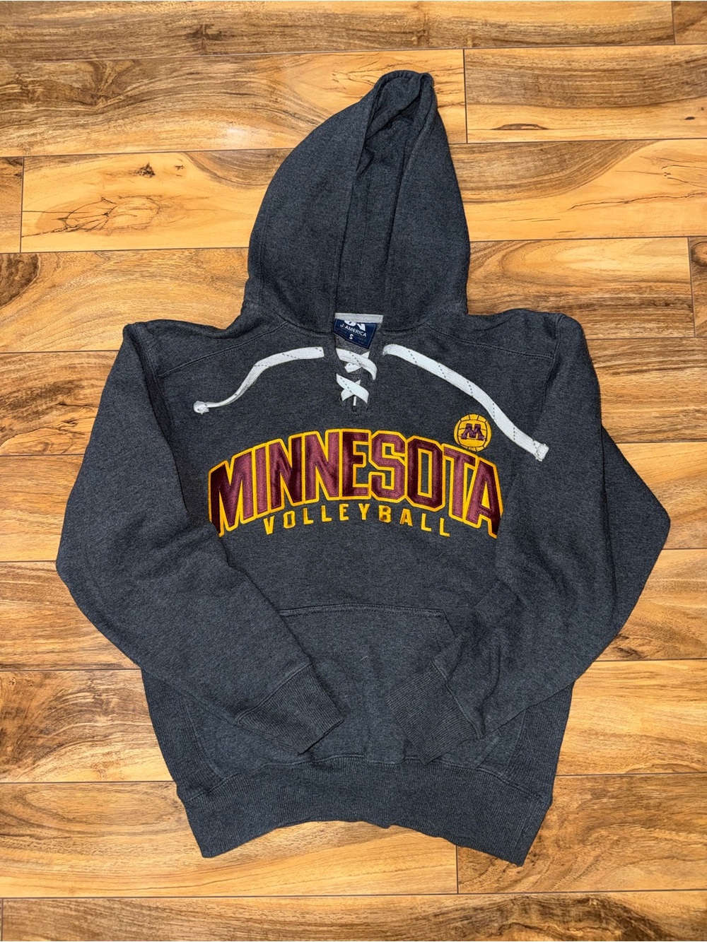 Minnesota Gopher Volleyball Gray Lace-Up Hooded Sweatshirt